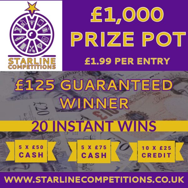 £1,000 Prize Pot - x20 Instant Wins