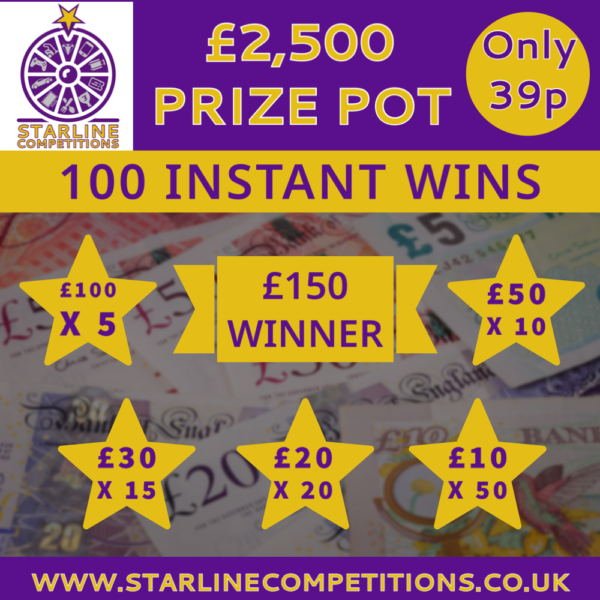 £2,500 Prize Pot - x100 Instant Wins